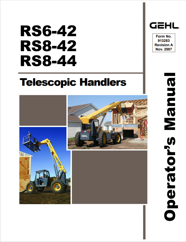 GHEL RS6-42, RS8-42, RS8-44 TELESCOPIC HANDLER OPERATOR MANUAL 913283 - PDF