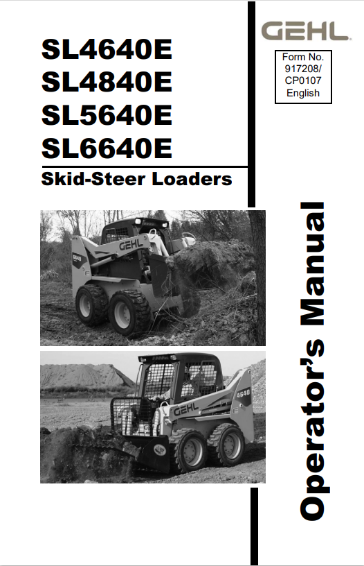 GHEL SL4640E, SL4840E, SL5640E, SL6640E SKID-STEER LOADER OPERATOR MANUAL 917208 - PDF