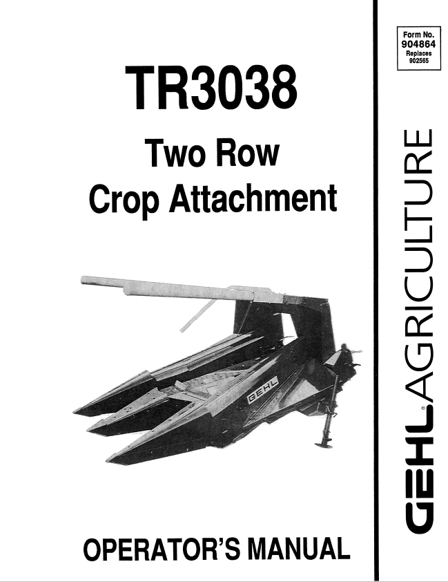 GHEL TR3038 TWO ROW CROP ATTACHMENT OPERATOR MANUAL 904864 - PDF