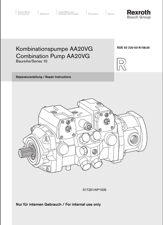 Gehl AA20VG Combination Pump Repair Manual 917261 PDF