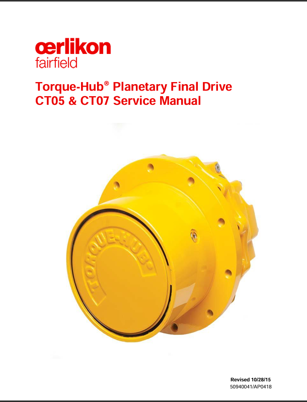 Gehl CT05, CT07 Fairfield Planetary Final Drive Motor Service Manual 50940041 PDF