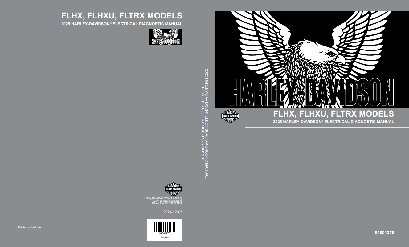 HARLEY-DAVIDSON 2025 FLHX, FLHXU, FLTRX ELECTRICAL DIAGNOSTIC MANUAL 94001276 - PDF