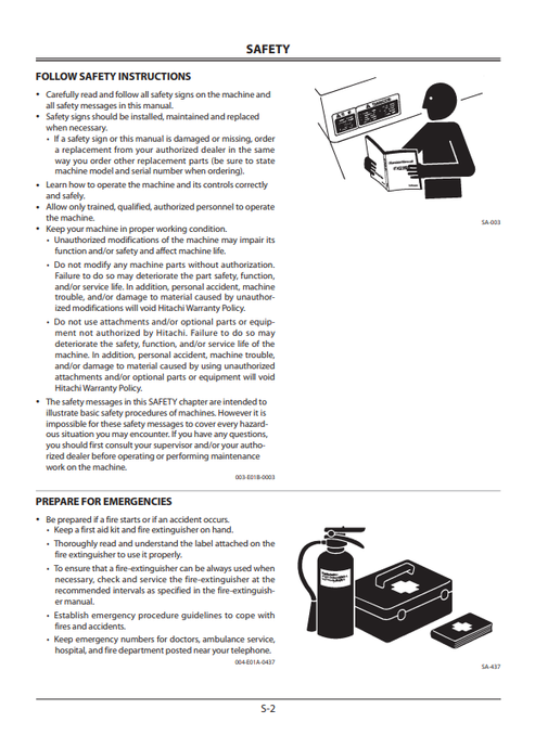 Hitachi ZAXIS 450LC-3, 470LCH-3, 500LC-3 & 520LCH-3 Operator Manual