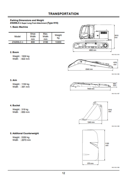 Hitachi Zaxis 200LC-3 & 210LC-3 Excavator Operation & Maintenance Manual EM1U1SL12