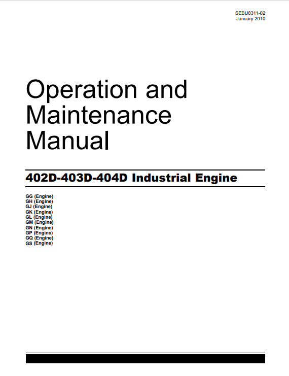 JCB 402D, 403D, 404D Industrial Engine Operation And Maintenance Manual SEBU8311-02 PDF