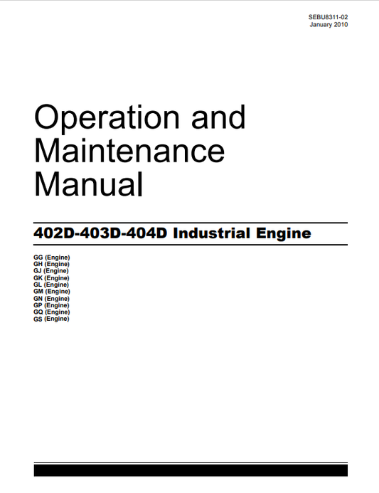 JCB 402D, 403D, 404D Industrial Engine Operation And Maintenance Manual SEBU8311-02 PDF