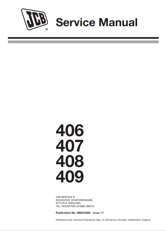 JCB 406, 407, 408, 409 Service Manual 9803/4200 PDF