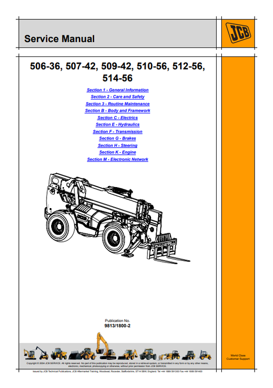 JCB 506-36, 507-42, 509-42, 510-56, 512-56, 514-56 Service Manual 9813/1800-2 PDF