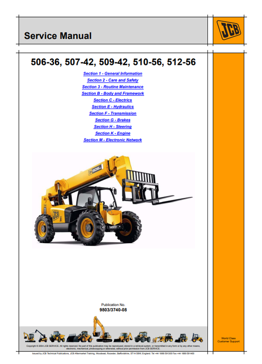 JCB 506-36, 507-42, 509-42, 510-56, 512-56 Service Manual 9803/3740-08 PDF