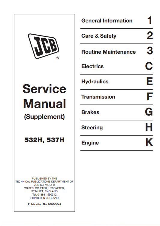 JCB 532H, 537H Service Manual 9803/3641 PDF