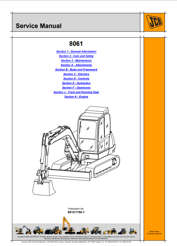 JCB 8061 Service Manual 9813/1750-1 PDF
