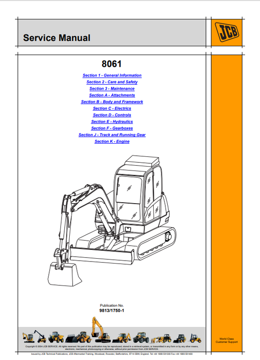 JCB 8061 Service Manual 9813/1750-1 PDF