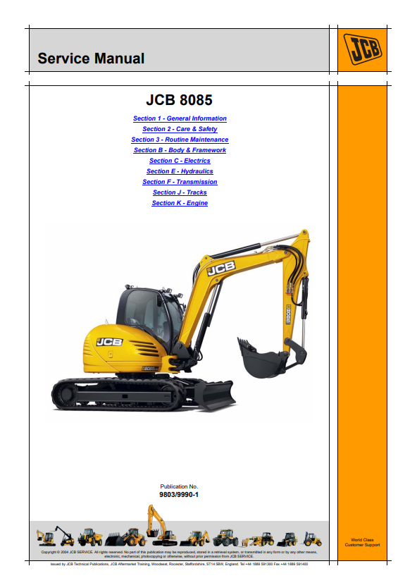 JCB 8085 Service Manual 9803/9990-1 PDF