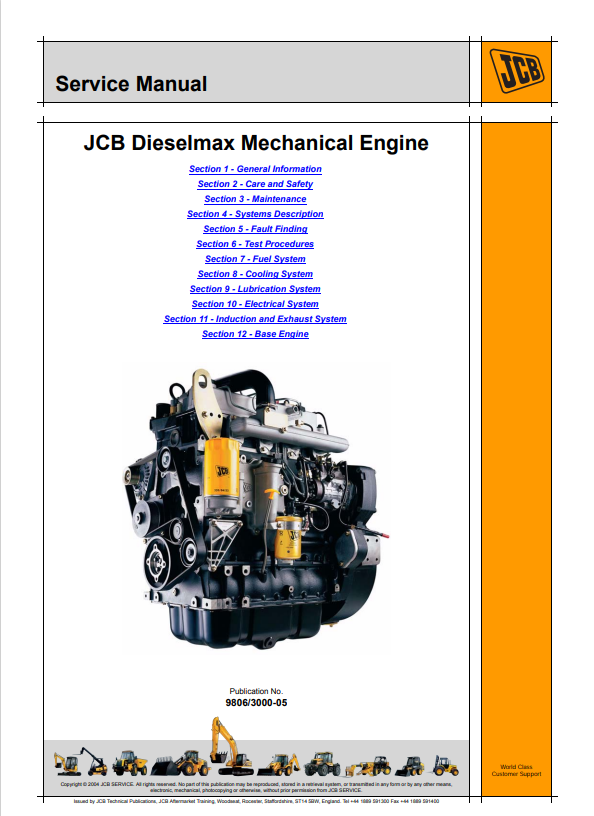 JCB Dieselmax Mechanical Engine Service Manual 9806/3000-05 PDF