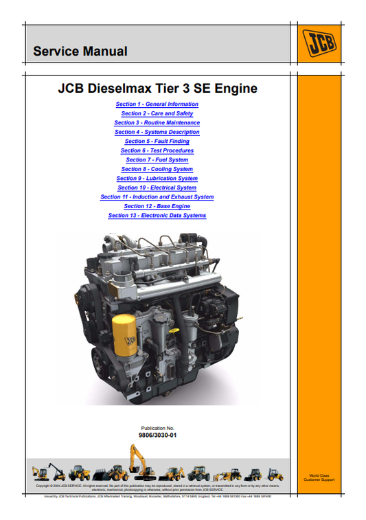 JCB Dieselmax Tier 3 SE Engine Service Manual 9806/3030-01 PDF