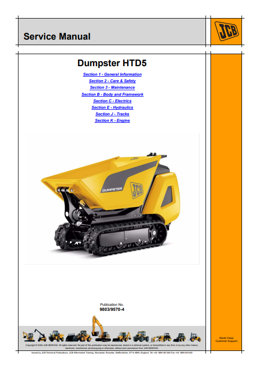 JCB Dumpster HTD5 Service Manual 9803/9570-4 PDF