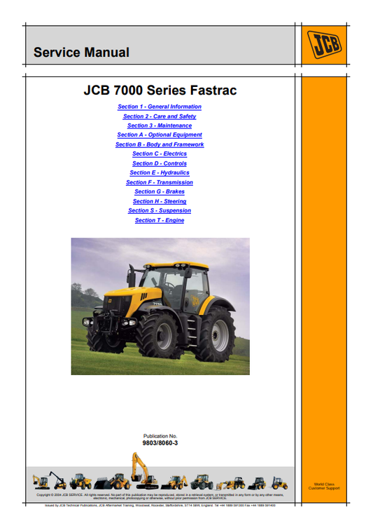 JCB Fastrac 7000 Series Service Manual 9803/8060-3 PDF 