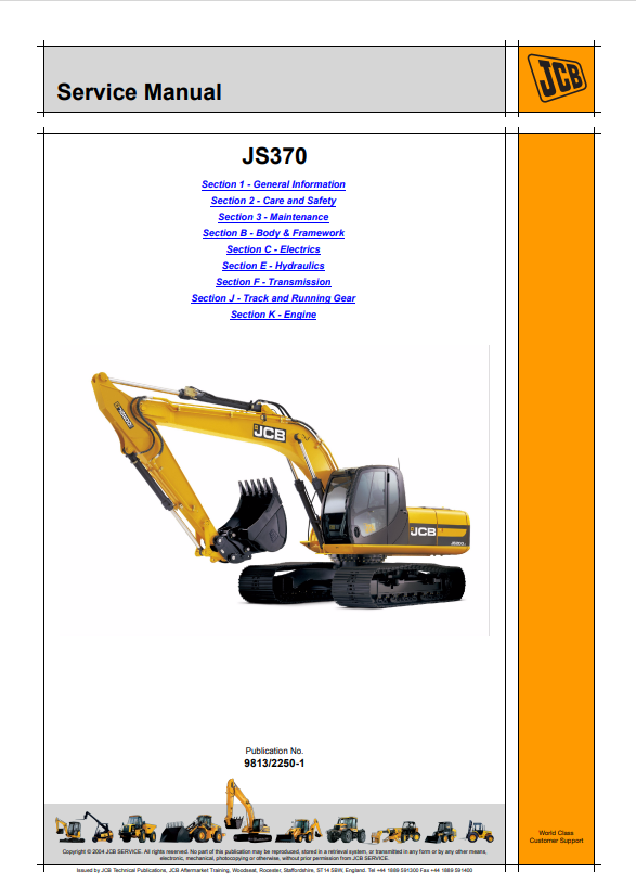 JCB JS370 Service Manual 9813/2250-1 PDF