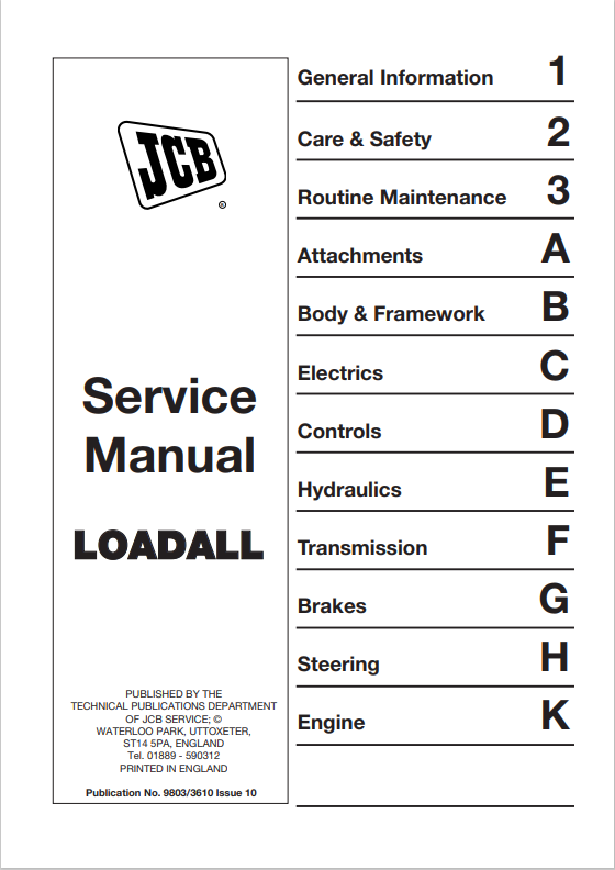 JCB Loadall Range 520, 526 Service Manual 9803/3610 PDF
