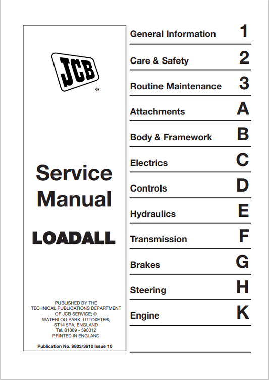 JCB Loadall Range 520, 526 Service Manual 9803/3610 PDF
