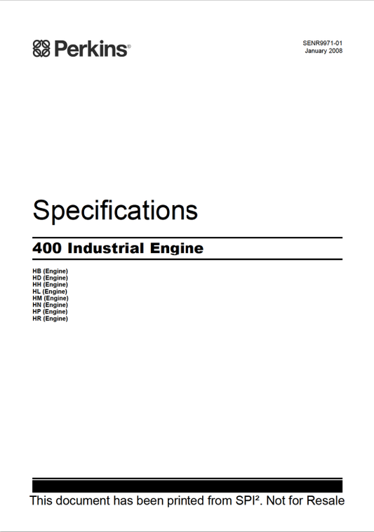 JCB , Perkins 400 Industrial Engine Specification Manual SENR9971-01 PDF