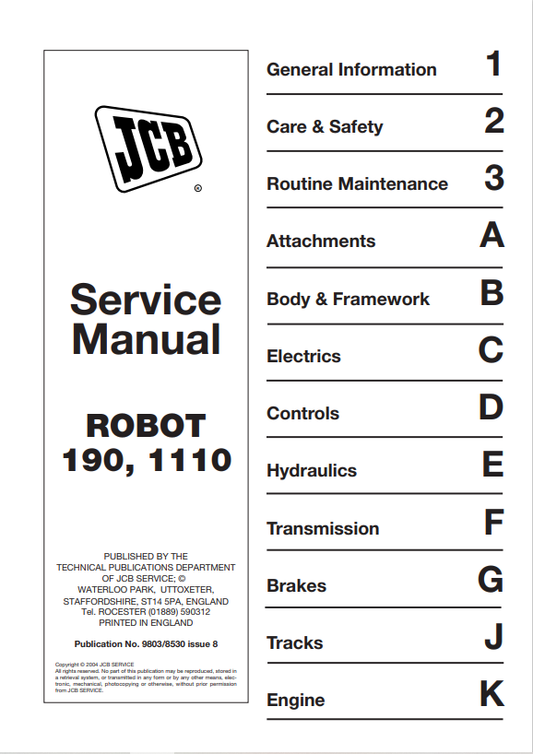 JCB Robot 190, 1110 Service Manual 9803/8530 PDF