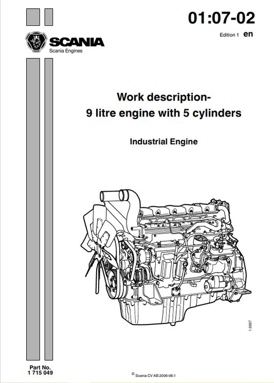 JCB , Scania Work description 9 litre engine with 5 cylinders Service Manual 1715 049 PDF