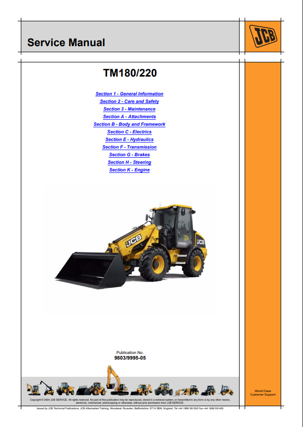 JCB TM180, 220 Service Manual 9803/9995-05 PDF