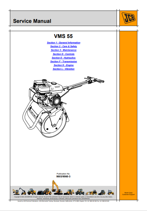 JCB VMS 55 Service Manual 9803/9560-3 PDF