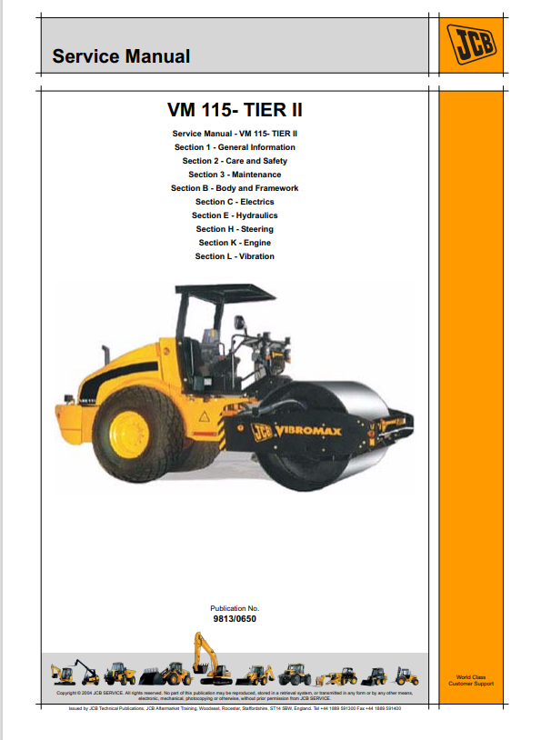 JCB VM 115 TIER III Service Manual 9813/0650 PDF
