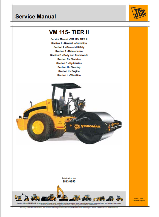 JCB VM 115 TIER III Service Manual 9813/0650 PDF