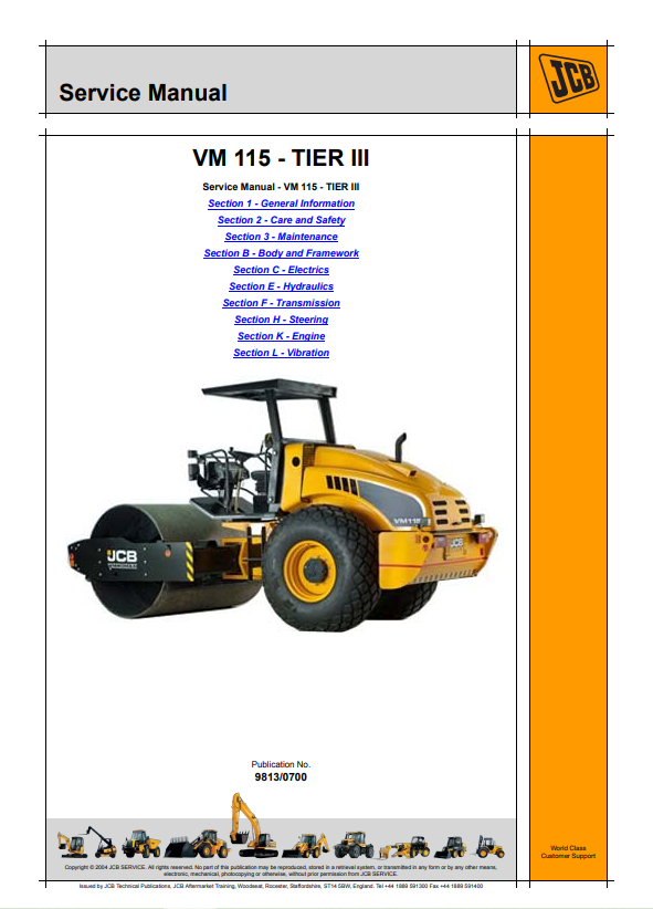 JCB VM 115 TIER III Service Manual 9813/0700 PDF