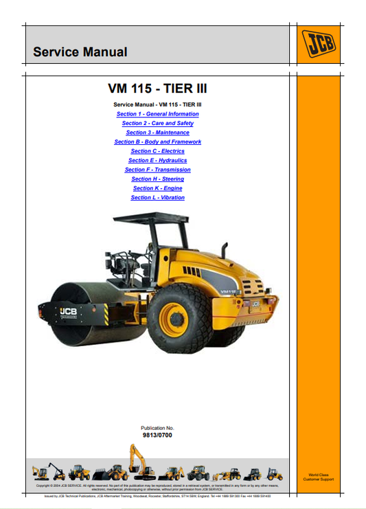 JCB VM 115 TIER III Service Manual 9813/0700 PDF