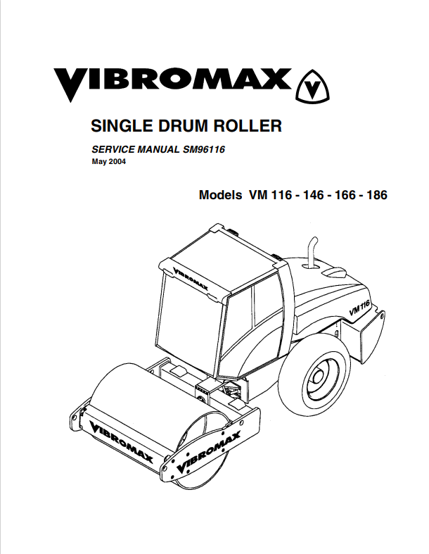 JCB VM 116 , 146, 166, 186 Vibromax Single Drum Roller Service Manual SM96116 PDF