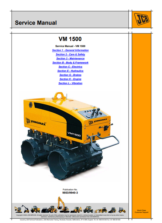 JCB VM 1500 Service Manual 9803/9940-3 PDF