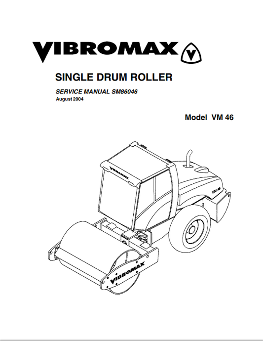 JCB VM 46 Vibromax Single Drum Roller Service Manual SM86046 PDF
