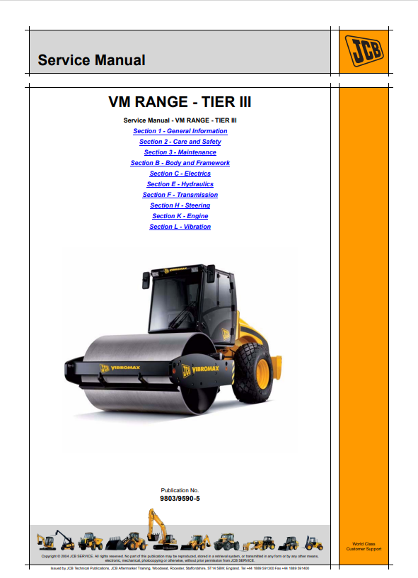 JCB VM RANGE TIER III Service Manual 9803/9590-5 PDF
