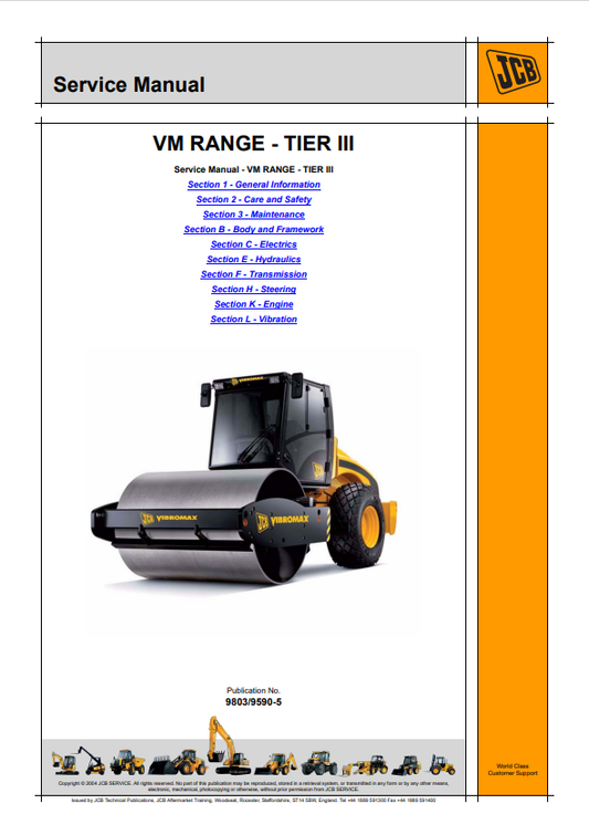 JCB VM RANGE TIER III Service Manual 9803/9590-5 PDF
