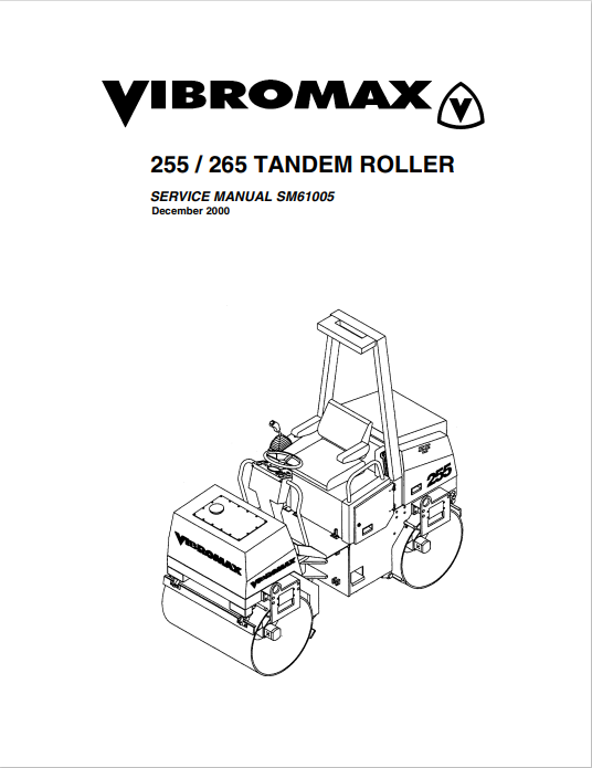 JCB Vibromax 255  265 Tandem Roller Service Manual SM61005 PDF