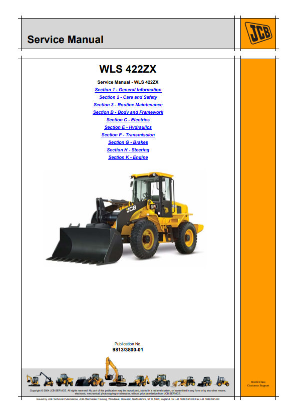 JCB WLS 422ZX Service Manual 9813/3800-01 PDF