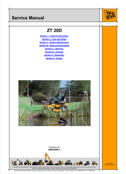 JCB ZT 20D Service Manual 9803/9430-1 PDF