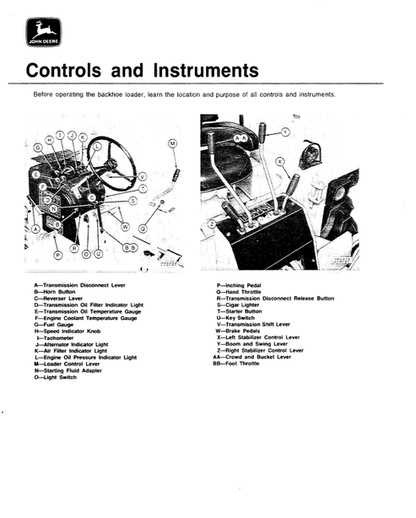 JD500-C Backhoe Loader Operator Manual OMT67926 PDF