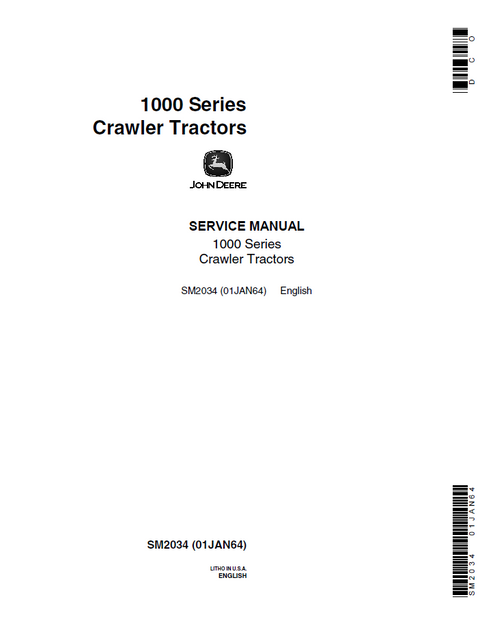 John Deere 1000 Series Crawler Tractor Service Manual SM2034 PDF