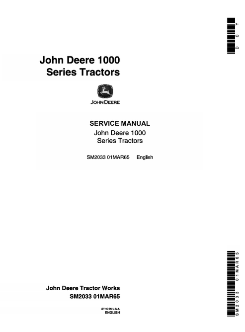 John Deere 1000 Series Tractor Service & Repair Manual SM2033 PDF