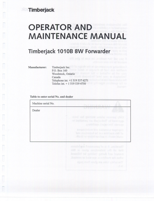John Deere 1010B 8W Forestry Forwarder Operator Manual PDF