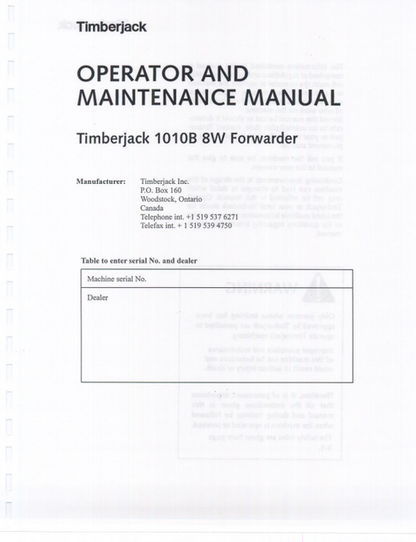 John Deere 1010B 8W Forestry Forwarder Operator Manual PDF