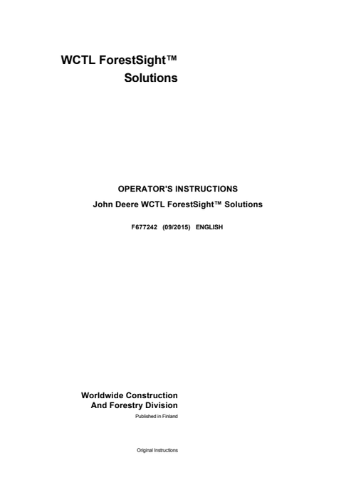 John Deere 1010B Forwarder Operator Manual F677242 PDF