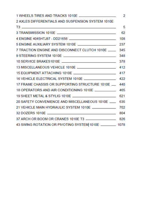 John Deere 1010E Forwarder Parts Catalogue Manual PC10353
