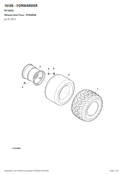 John Deere 1010E Forwarder Replacement Parts Manual