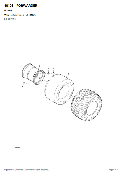 John Deere 1010E Forwarder Replacement Parts Manual